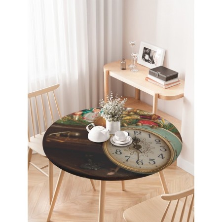 The tablecloth “New Year is knocking”, round, oxford, elastic band, size 120x120 cm, diameter 75-100 cm-2