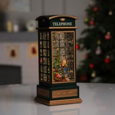 LED figure “Christmas tree in a telephone booth” 10.5 × 25 × 10.5 cm, plastic, AAX3 batteries (not in the kit), USB, glow warm white