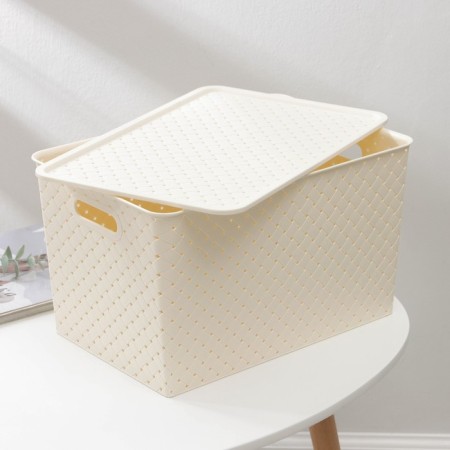 Storage basket with a birch bark cover, 14 l, 35 × 24.5 × 20.5 cm, ivory color-3