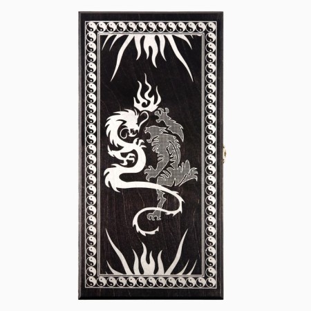 Narts "Dragons", wooden board 40 x 40 cm, silver