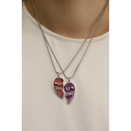 Kulons "Demetrons" Bright hearts, the color is pink-violet in silver, 45 cm-1