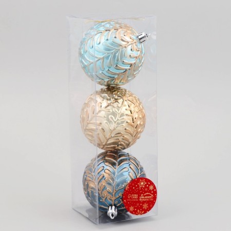 Set of balls plastic D-8 cm, 3 pcs "Madel" branches, mix-1