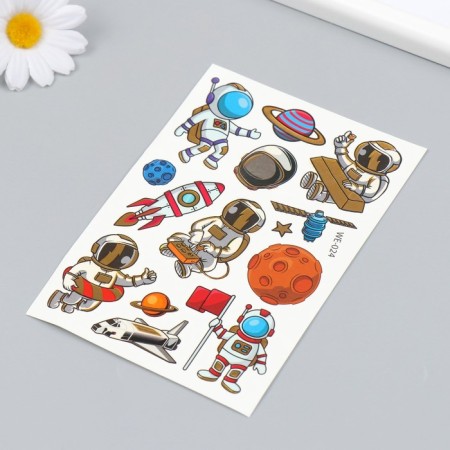 Tattoo on the body color "Space Hero" with gold 15x10.5 cm-1