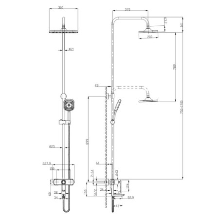 Lemark Prizma LM3962C shower system, single -leaf, tropical shower, watering can-7