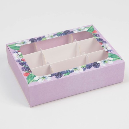 Box for 9 sweets, confectionery packaging "Berry Paradise", 15.2 x 20 x 5 cm