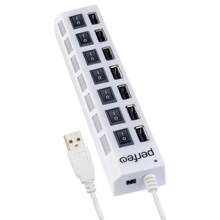 USB bias (Hub) Perfeo PF-H033, 7 ports, USB 2.0, white