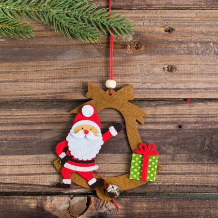 Set for creating a pendant Christmas tree toy made of felt "Santa Claus and Bell"
