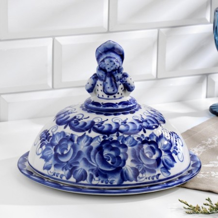 Блинница «Барышня», 24×24×19 см, гжель-2