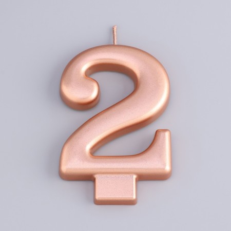 Candle for the Cake "European Giant", a number 2, 7 cm, pink gold-2