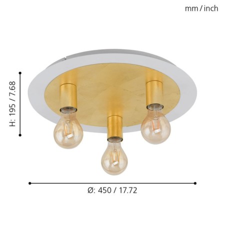 Lamp Passano 3x4W E27 white, gold-1