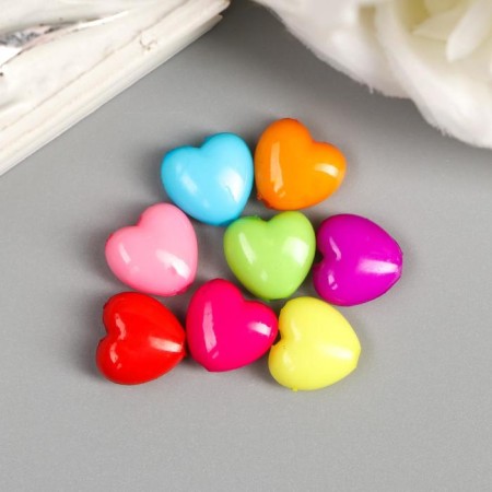 Beads for creativity plastic "Heart -to -beeous" Color set 100 pcs 1x1.1 cm