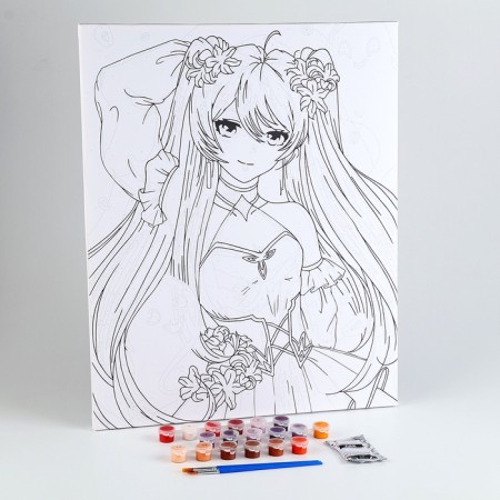 Picture on numbers on a canvas with a subframe "Girl with Ghosts", 40 x 50 cm-1