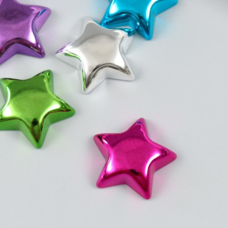 Busina Plastic with the undeveloped hole "Glossy metallic star" mix 2.5x2.5x0.7 cm-1