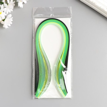 Strips for quilling 100 stripes density 120 grams "Green gradient" w. 0.5 cm dl. 39 cm-2