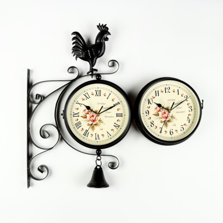 Wall clock doubles, on the suspension "weather vine", smooth move, D-19 cm, 48 x 32 cm, 2 aa-4