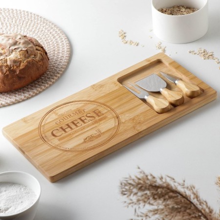 Set for the supply of cheese cheese Chece, 3 knives, board 38 × 18.5 cm, bamboo-1