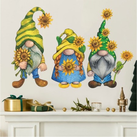 Sticker Plastic Interior Color "Dwarfs with Sunflowers" 39x58 cm