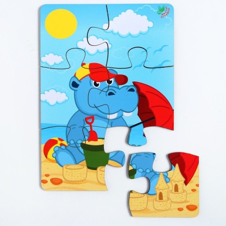 Puzzle "Hippo on the beach"-1