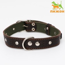 Combined dimensionless collar, leather/tarpaulin, 65 x 3.5 cm, Osh 31-61 cm, brown