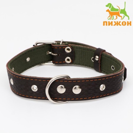 Combined dimensionless collar, leather/tarpaulin, 65 x 3.5 cm, Osh 31-61 cm, brown