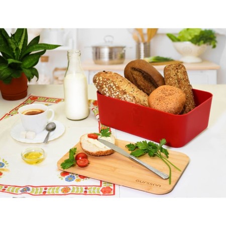 Khlebnitsa Oursson, 29.6 × 19.6 × 11 cm, with a cutting board, red-1
