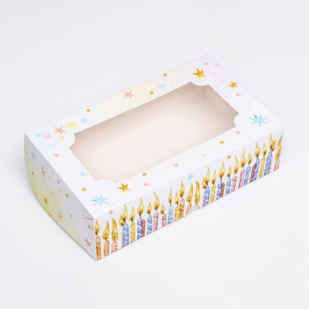 Folding box with a window for marshmallows "Festive candles", 25 x 15 x 7 cm-3