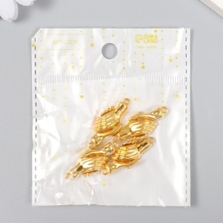 Magnetic metal fastener "Hands" gold 3x1.3 cm-2
