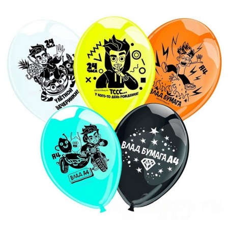 Shar Latex 12 "Vlad A4", set of 5 pcs., Mix