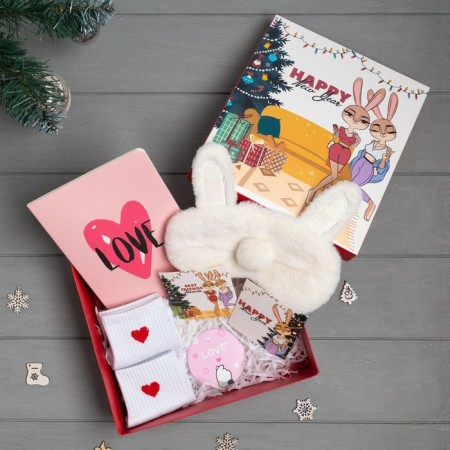 New Year's gift set of Happy New Year, socks pr 36-39 (23-25 ​​cm), mask