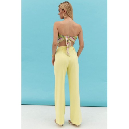 Women's trousers with an ELISEEVA Olesya section, size 44, yellow color-1