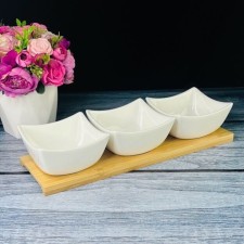 Set of salad bowls Lenardi Bianco, on a stand, 3 pcs