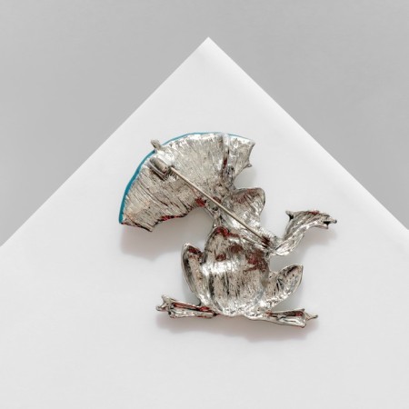 Brooch-Kulon "Frog" under an umbrella, color in silver-1