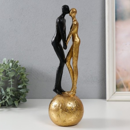 Souvenir Polystone "Abstraction. Lovers on the ball" Gold with black 9.5x9.5x32 cm