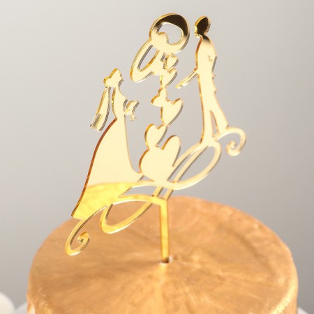 Topper for the Cake "Wedding Rings", 13 × 18 cm, color gold-2