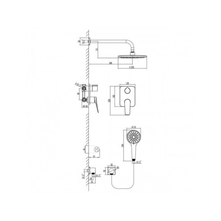 Lemark Bronx LM3729BL bath mixer, single -leaf, tropical shower, built -in, black 90502-1