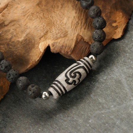 Bracelet from Lava with bead Ji "Green Tara" No. 2-2
