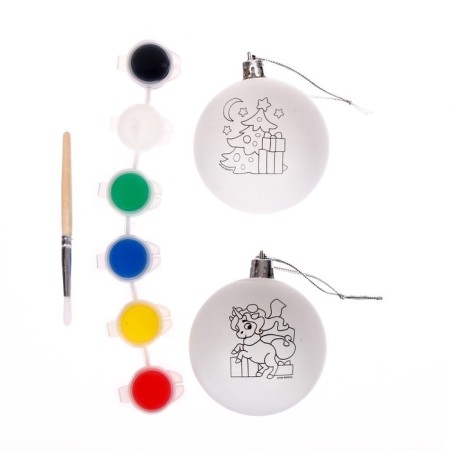 New Year's set for creativity. Christmas balls for coloring "New Year! Miracles under the Christmas tree ", paints, 2 pcs-4