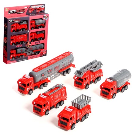 Game set "Fire Service", inertia, 5 trucks in the kit