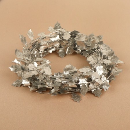 Leaves on a metal wire, 21 × 18 mm, 5 m, silver color-3