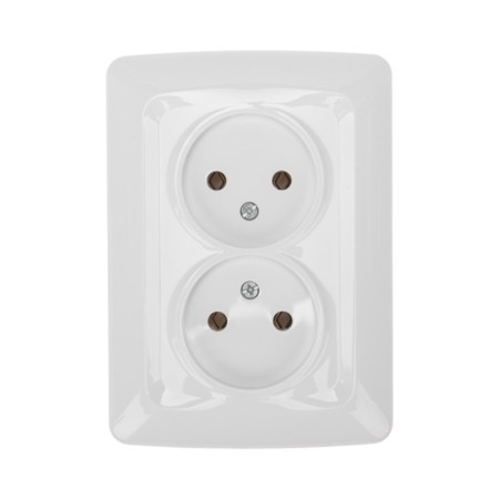 Kranz double outlet without grounding, hidden, installation, 10a, white KR-78-0217