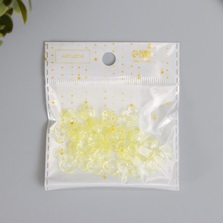 Beads for creativity Plastic "Busy Hat" set 50 pcs Transparent yellow 0.4x1x1 cm-3