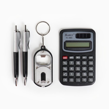 Gift set 4V1 (2 handles, calculator, flashlight with opening)-2