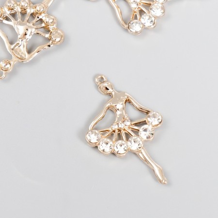 Decor for creativity metal, rhinestones "ballerina" gold 3.4x2.2 cm