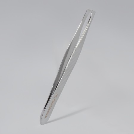 Pinzet straight/beveled, narrow, 9 cm, on the blister, silver color