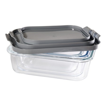 Set of glass containers, gray color, 3 pcs.-4