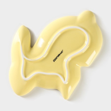 Ceramic Serving Dolyana "Cuties. Bunny ", 17.8 × 12.8 × 1.5 cm, yellow color-3