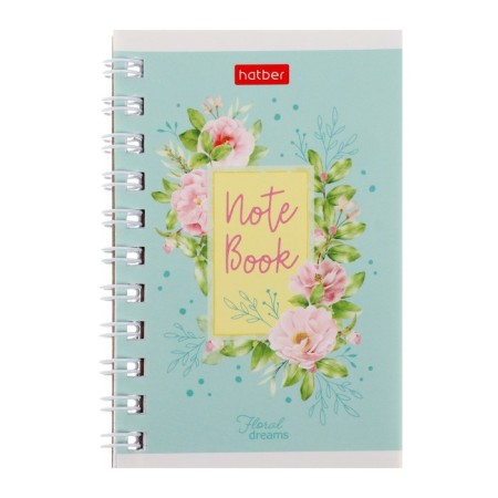 Notebook, A7, 40 sheets, in a cage, on a crest, Floral Dreams, cover Cardon Cover, OFSET block-1