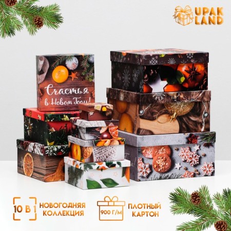 A set of boxes 10 in 1 "Mandarins", 25.5 x 25.5 x 13 - 7 x 7 x 4 cm