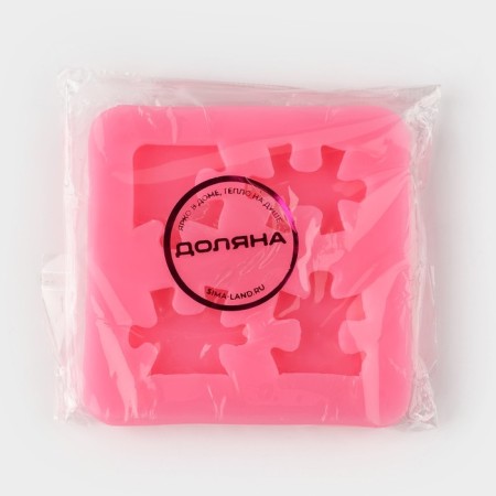 Mold "Puzzles", silicone, 7 × 7 × 1 cm, pink color-5