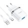 Network charger Hoco N1, 1 USB, 2.4 A, Type-C-USB cable, 1 m, white